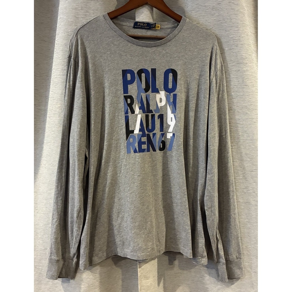 Polo Ralph Lauren GRAY PRL 1967 Block Logo Long Sleeve T-Shirt size XL
